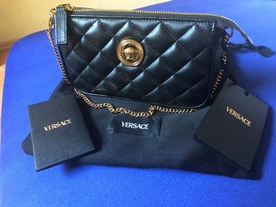 Versace Baguette Bag schwarz Lammleder gesteppt