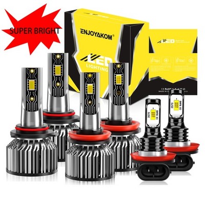 For Honda Accord 2008-2015 6x LED Headlight+Fog Light Bulbs Combo Kit 6500K