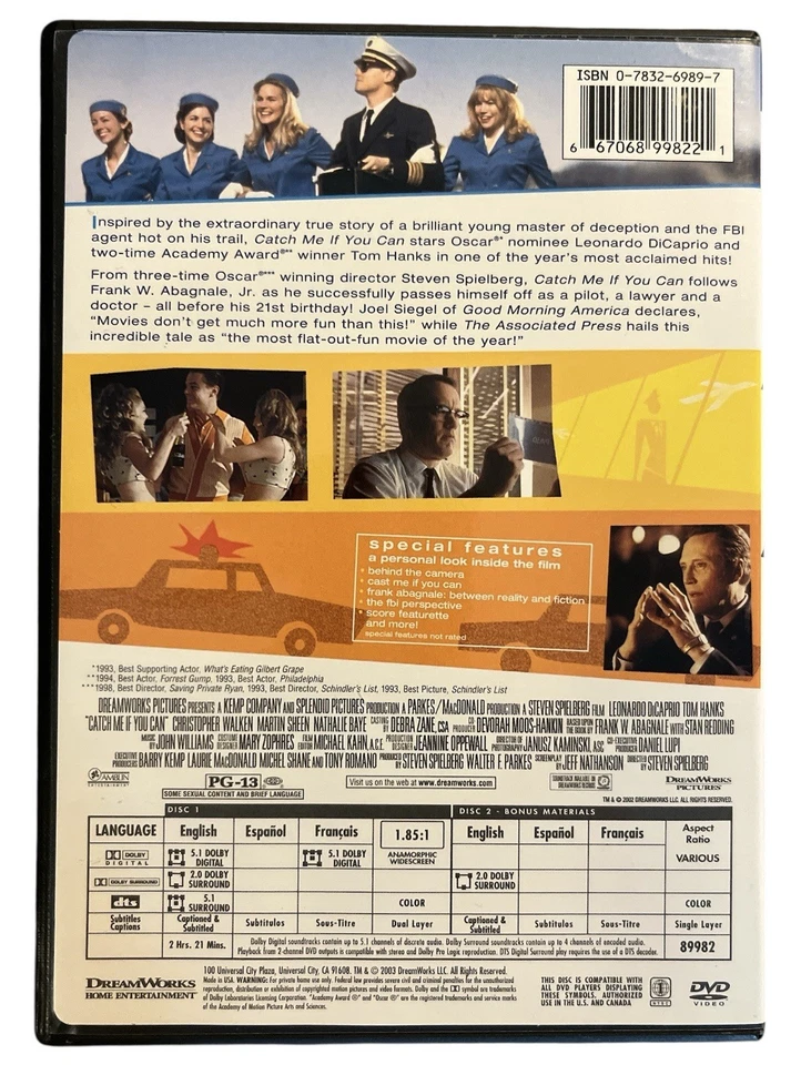 Catch Me If You Can DVD Steven Spielberg 2002 - Image 2 of 4
