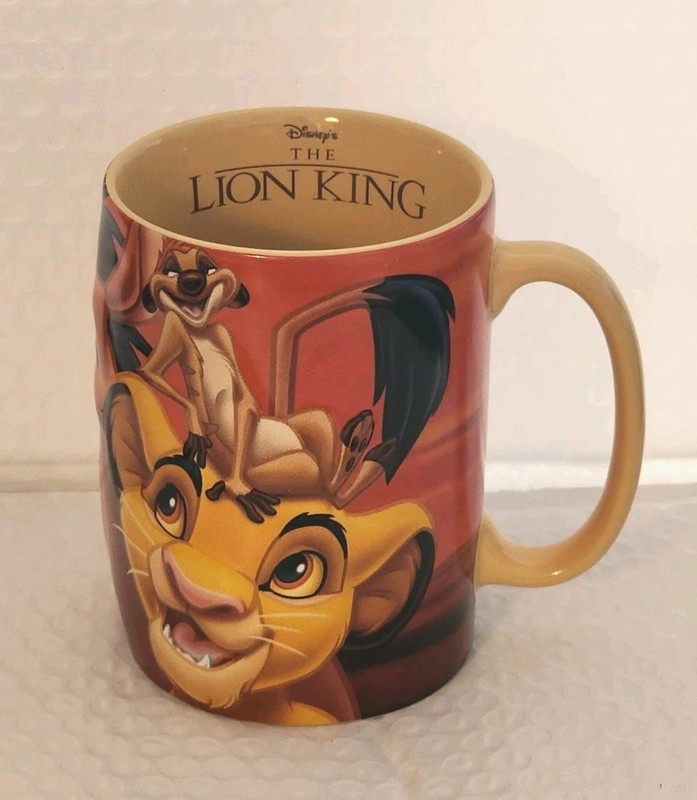 826. Disney's The Lion King Simba Pumbaa Timon, 3D Raised, 16 oz, Coffee Mug