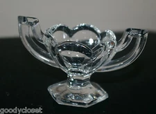 DUNCAN MILLER URN PEDESTAL BASE CLEAR GLASS SALT CELLAR RUFFLED BOWL