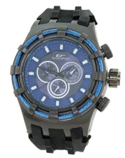 Mens Big Heavy Blue Cable Clubbing Success Black Watch/Bezel Strap to  9" Wrist