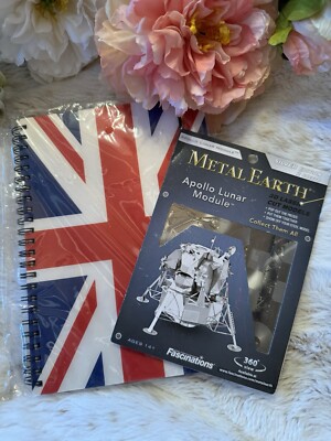 British UK Notebook Journal & Metal Earth Apollo Lunar Module Space Union Jack