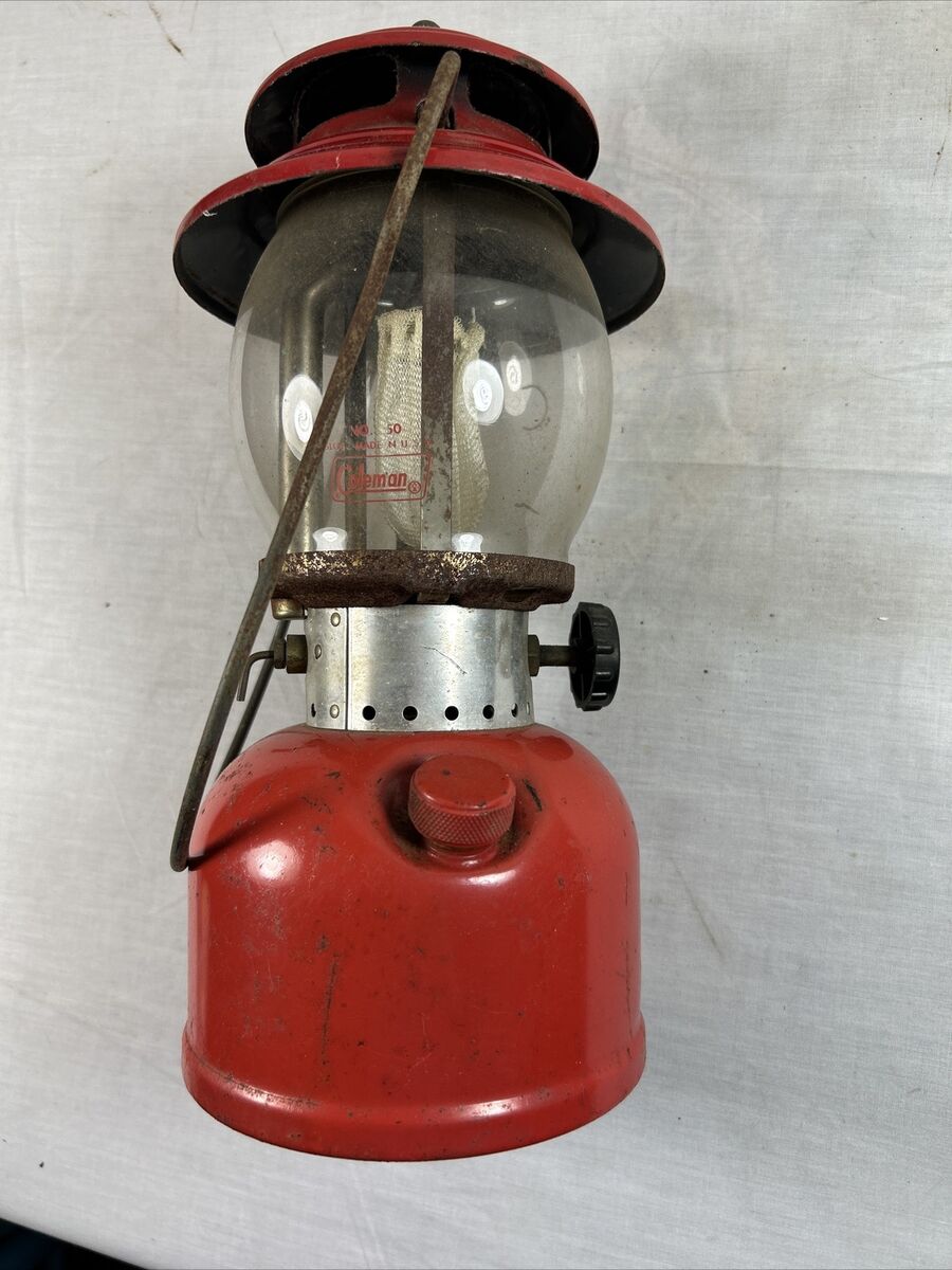 COLEMAN Model 200 A Vintage GAS LANTERN Marked 10 / 73 RED COLEMAN Model 200 A Vintage GAS LANTERN Marked 10 / 73 RED
