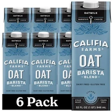 Califia Farms Oat Barista Blend Milk Substitute Pack Of 6 For Lattes 32Oz