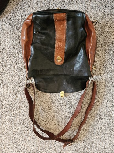 Marino Orlandi Women’s Handmade Italian Brown/Black Leather Bucket Shoulder Bag - Picture 11 of 24