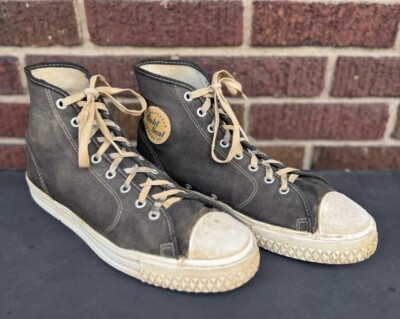 Vintage Old Hightop Basketball Shoes Sneakers Antique Old Gold