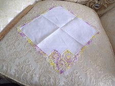 VTG New Hankie Crocheted Hankie Purple, Yellow & White