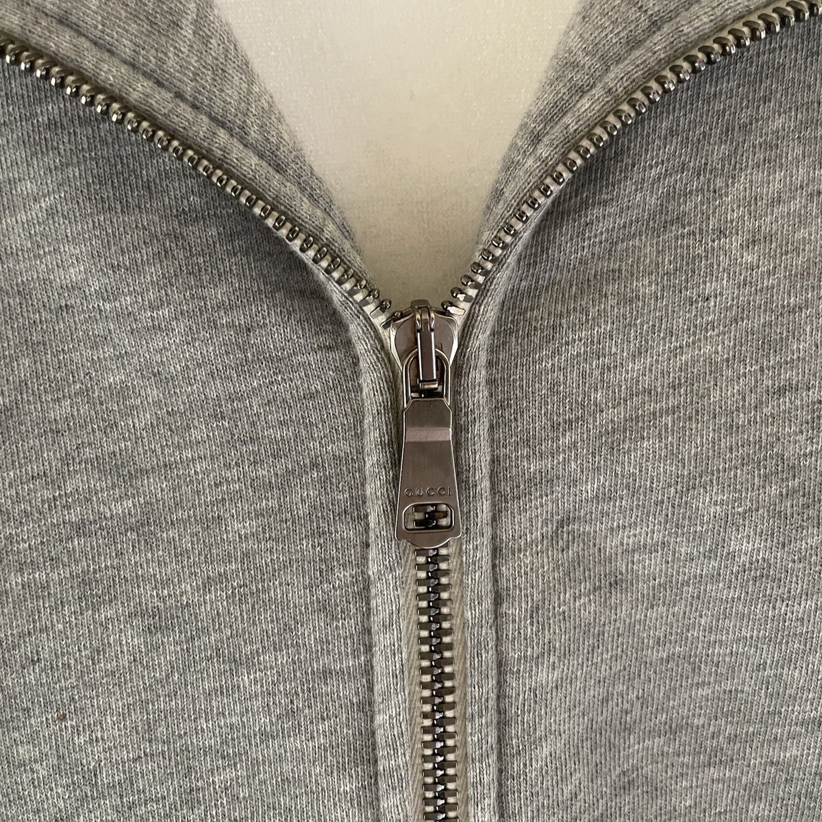 GUCCI Logo Stripe Sweatshirt Track Zip Jacket Hoodie Grey Small | eBay