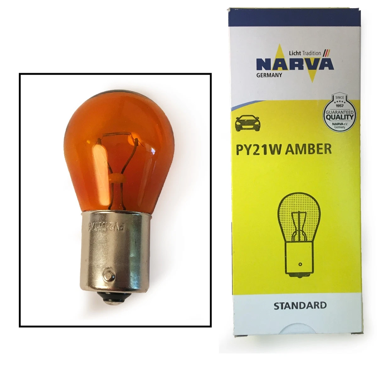 New Original NARVA 12V PY21W Amber Car Indicator Signal Bulbs 1141 17638 BA15s