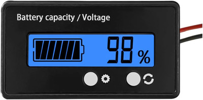 Battery Capacity Voltage Meter with Alarm, Waterproof LCD Display and Backlight 