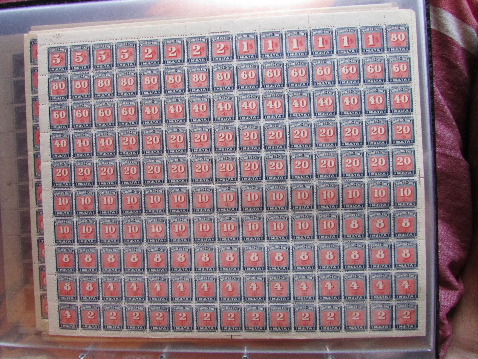 CHILE 1924 full sheet Mesias due stamps MNH RARE