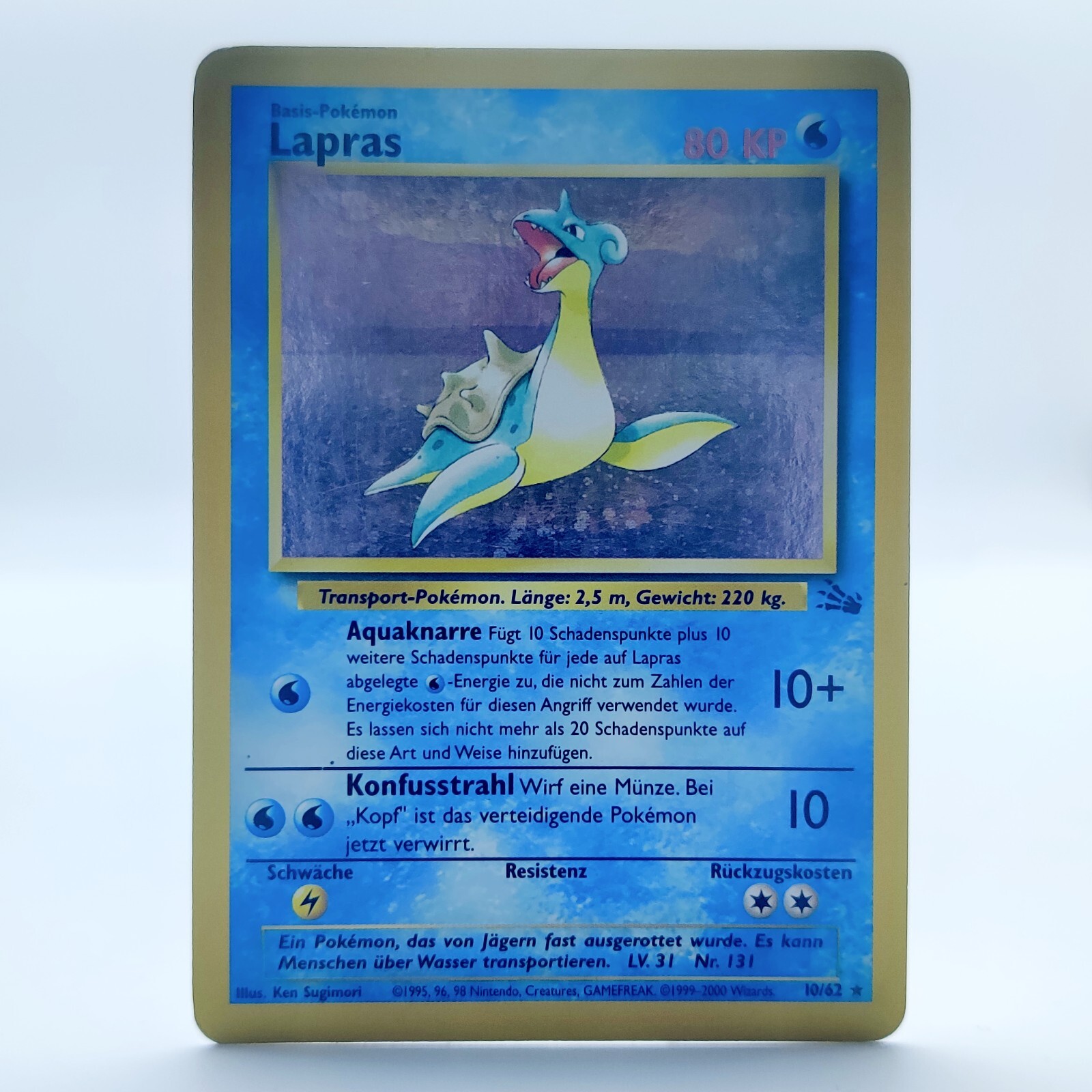 Pokemon TCG Karte - Lapras - 10/62 Holo Rare - Fossil Set Deutsch