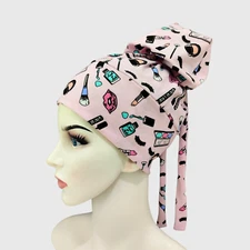 Surgical Scrub Cap Doctor Nurse Bouffant Hat Adjustable Head Cover Love Buttons