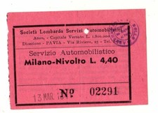 BIGLIETTO  SOCIETA' LOMBARDA SERVIZI AUTOMOBILISTICI MILANO NIVOLTO 1941