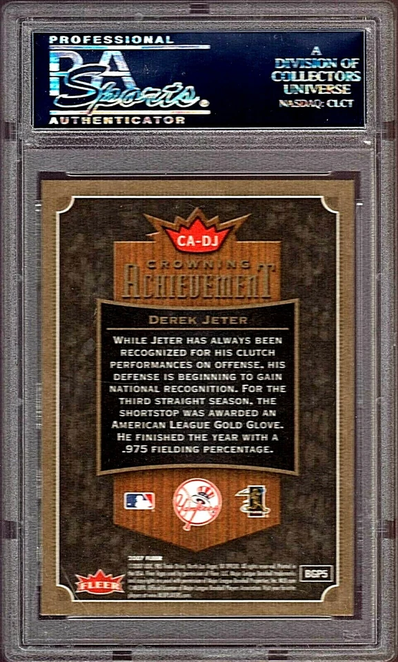 2007 FLEER CROWNING ACHIEVEMENT INSERT CARD CA-DJ HOF DEREK JETER PSA 10 LOW POP - Image 4 of 4