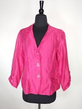 Chico's Pink Linen Three Button 3/4 Sleeve Lightweight Jacket Size 1 Medium M