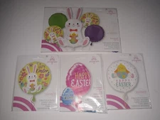 Set of 4 Happy Easter Mylar Foil Balloon & Easter Bunny Balloon Bouquet NEW