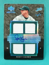 2007 UD Black Scott Kazmir 1/1 AUTO Natural Pearl Prodigious DUAL JERSEY  A2