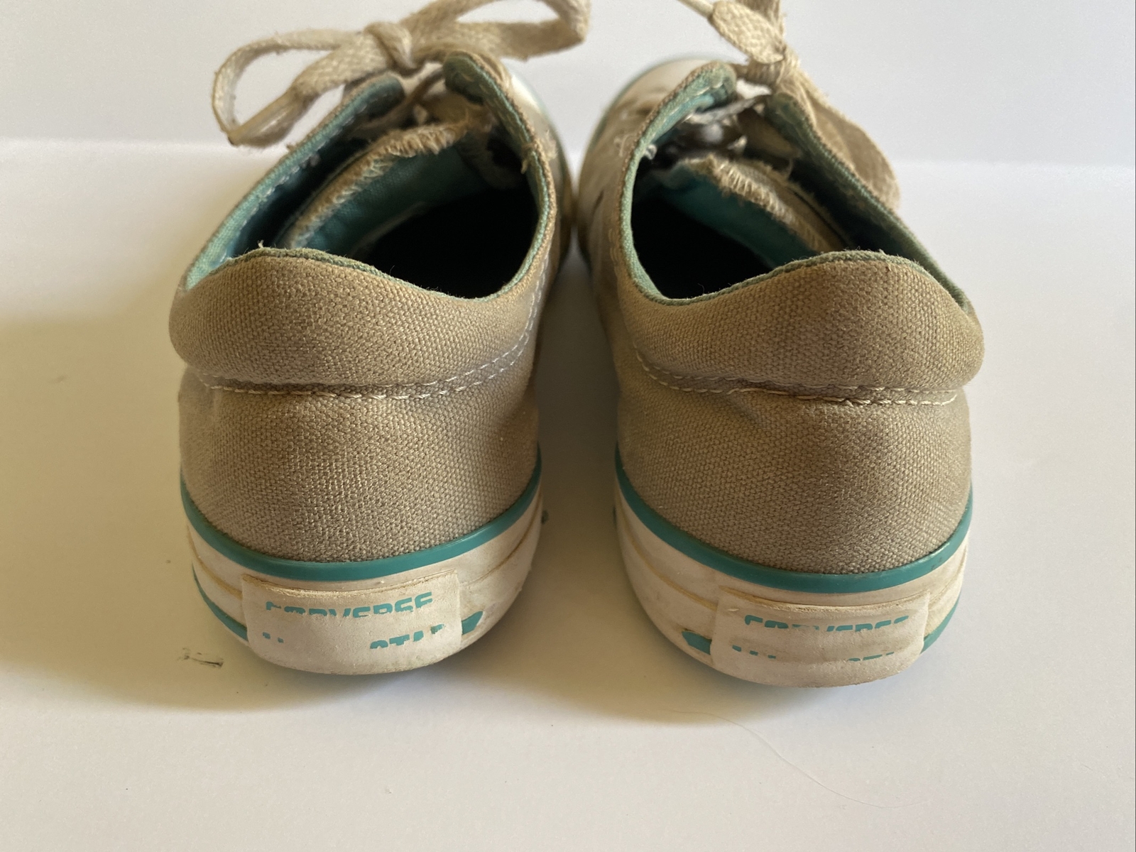 Converse All Star Youth Size 2 Teal on Gray Low Top Lace Up Athletic Shoes thumbnail 4