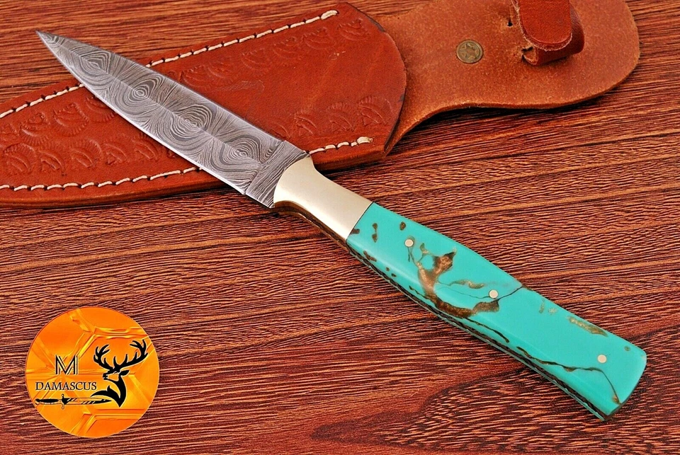 CUCHILLO BOTA DE ACERO DAMASCO FORJADO HECHO A MANO PERSONALIZADO LANZAR DAGA DE CAZA - 863 Foto 4 de 4