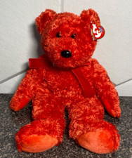 Ty Beanie Buddies Sizzle Red Bear 11" Plush Stuffed Animal Toy 2001 Tyhair MWMT