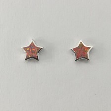 Mex. Opal - Star FIRE OPAL Stud / Post Earrings - 925 STERLING SILVER 676e