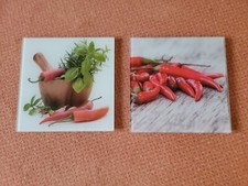 2 Wandbilder aus Glas mit Paprika als Motiv 