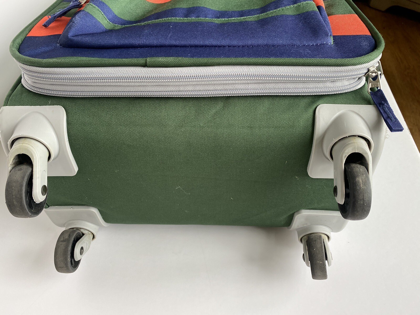 POTTERY BARN KIDS Large Rolling Suitcase Luggage Green Striped 22" eBay