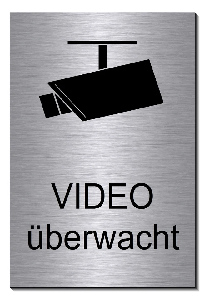 DESI-SCHILDER Videoüberwachung-Alu-silber-Edelst.Optik-Schild-150 x 100 mm-Video-Hinweisschild