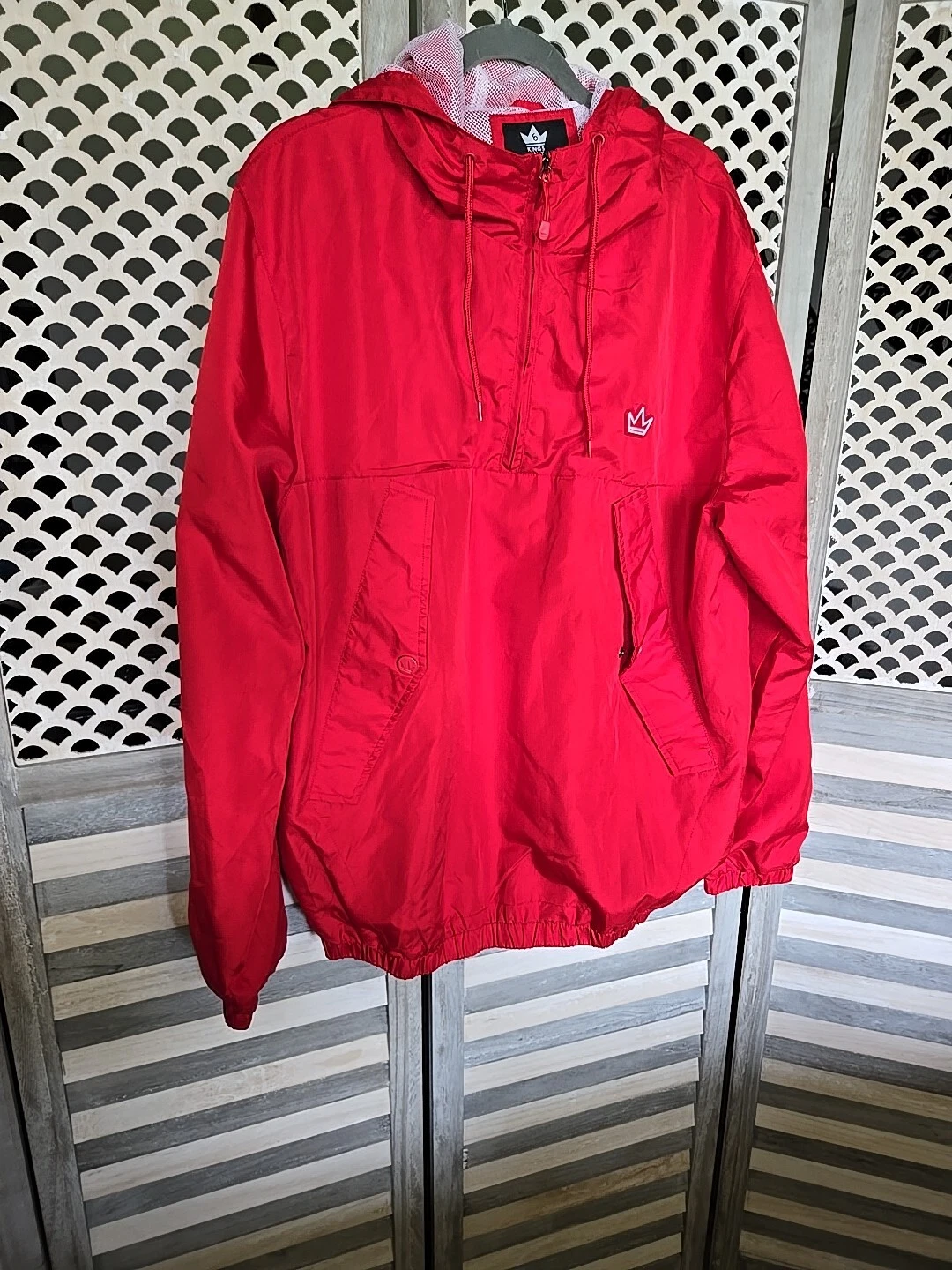 Kings Only Brand Red Windbreaker Pullover Zip Hoodie Size XL - product detail image 1
