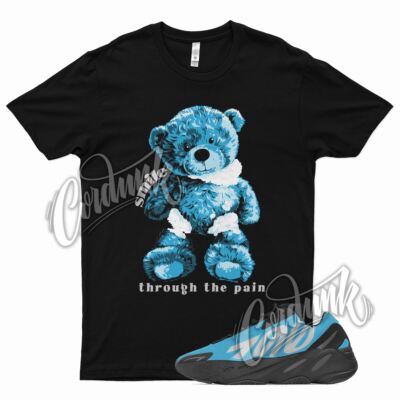 Black SMILE T Shirt for YZ 700 MNVN Bright Cyan Teal Blue Azareth Frozen
