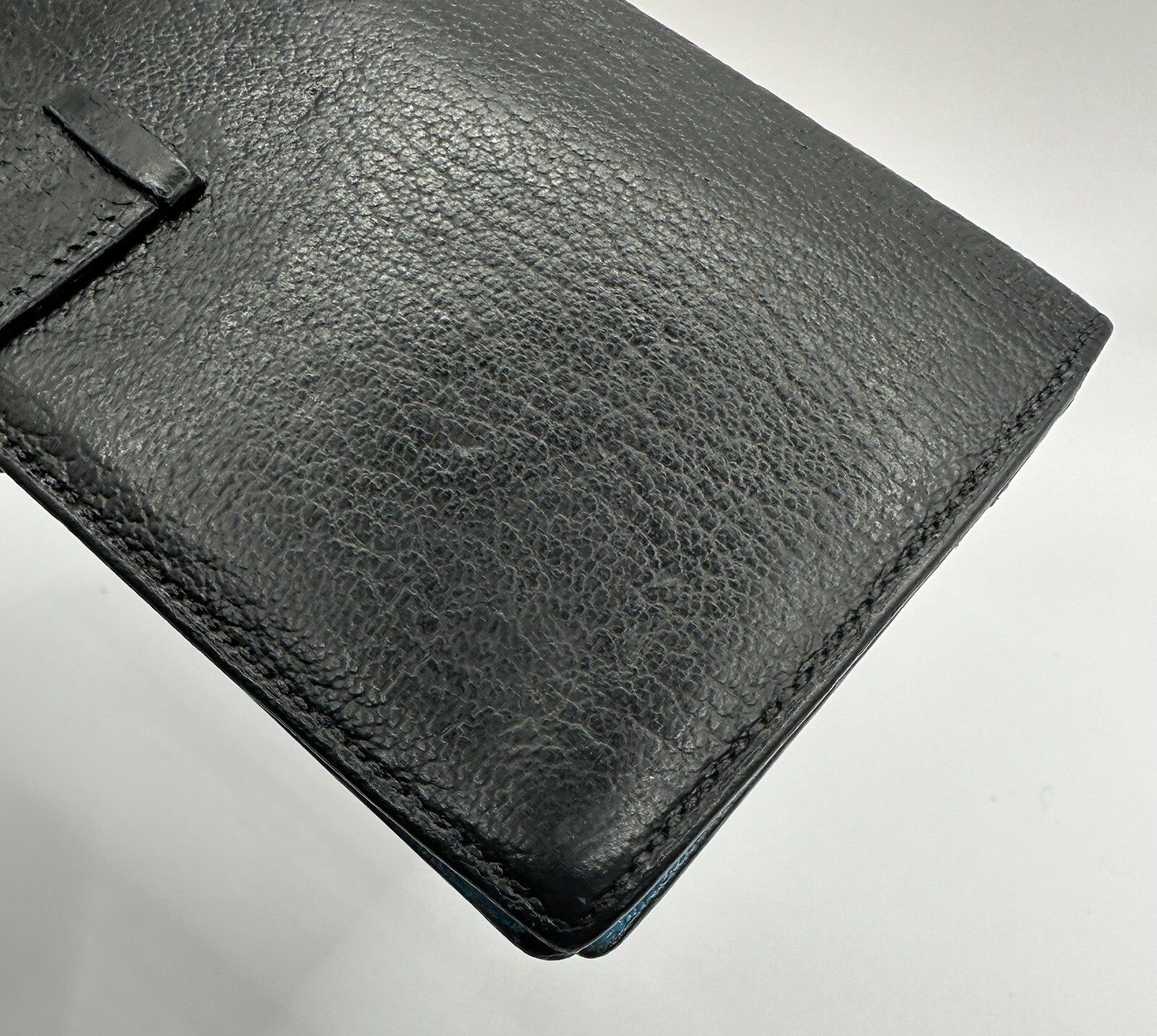 HERMÈS Bearn Souffle Epsom Leather Black/light bl… - image 13