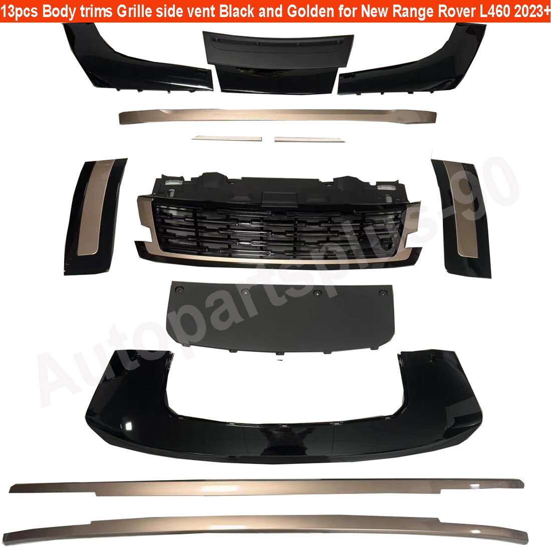 13PCS Black Gold Body kit fits for Range Rover 2023 2024 Update