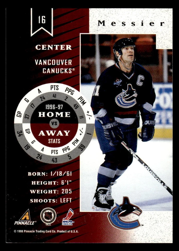 1997-98 Zenith - #16 Mark Messier - Vancouver Canucks - Image 2 of 2