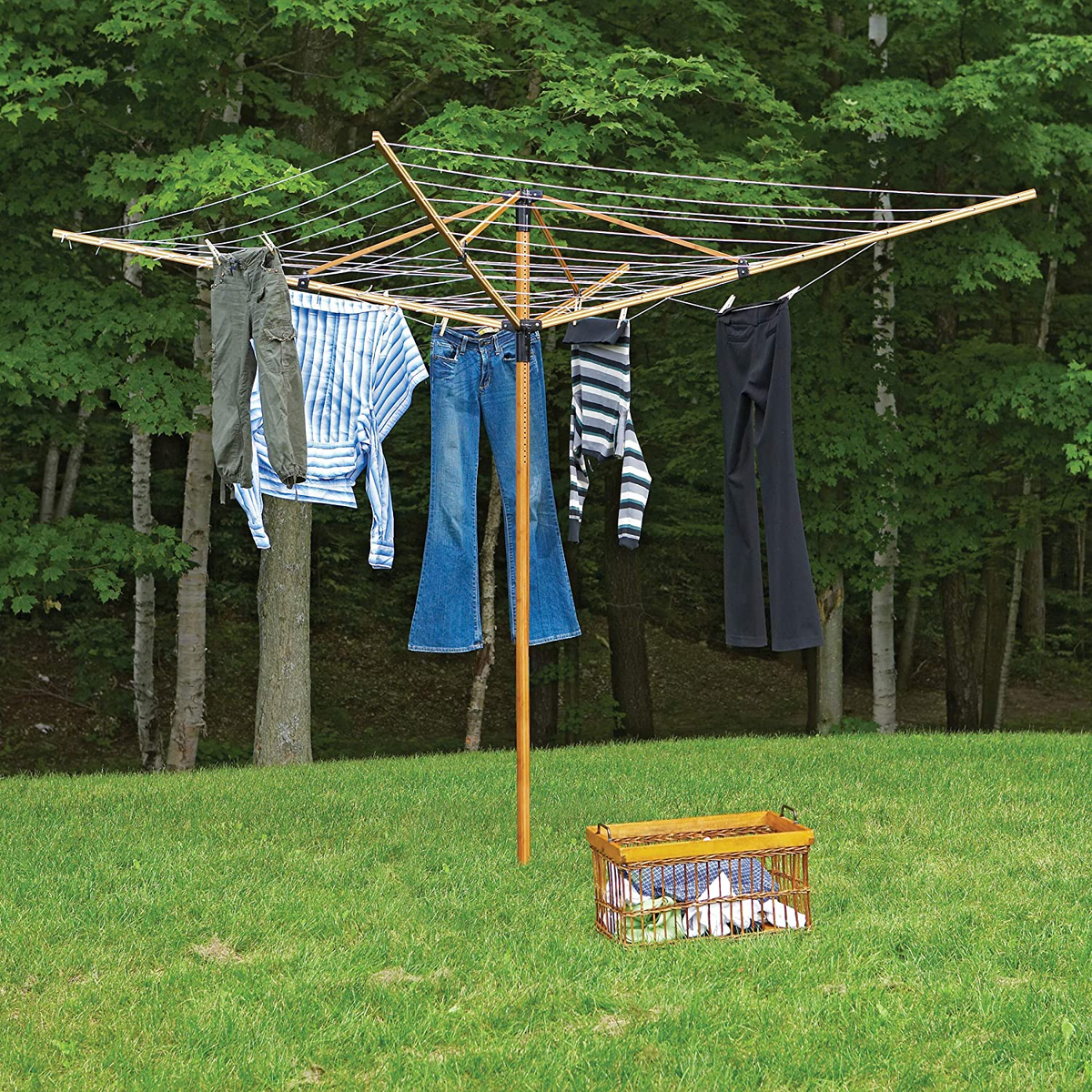 Clothes Dryer Folding Clothesline Outdoor Bamboo Rotary - Main Image