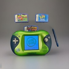 PARTS ONLY LeapFrog Leapster 2 Game System Green  3 Games Turns On PARTS READ