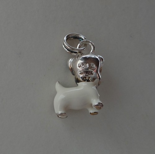 1 dije de plata esterlina 15x10 mm esmalte blanco y negro manchado para perro - Imagen 3 de 3