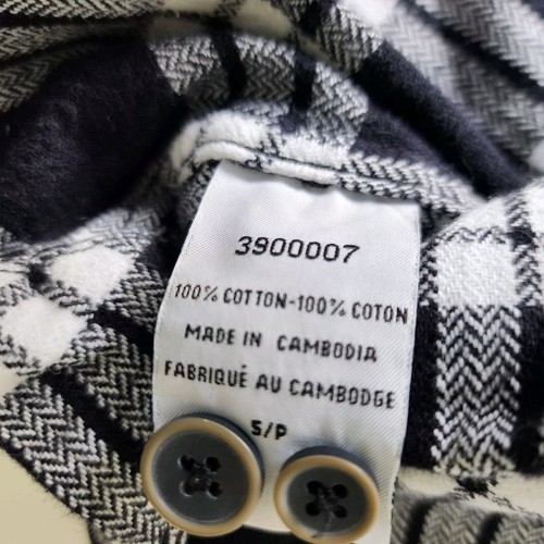 JACHS Plaid Flannel Shirt Mens Small Black White Buffalo Check Long Sleeve Soft - Picture 15 of 20