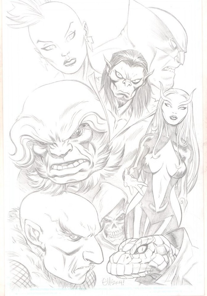 Wolverine, Morbius, Mantis, Taskmaster, Storm - Signed art by Ed McGuinness Comic Art