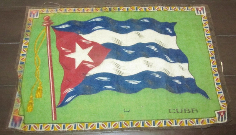 Vintage Tobacco Felt Flag Rug Cuba Country 7" x 10.5" Factory No, 2153 New York