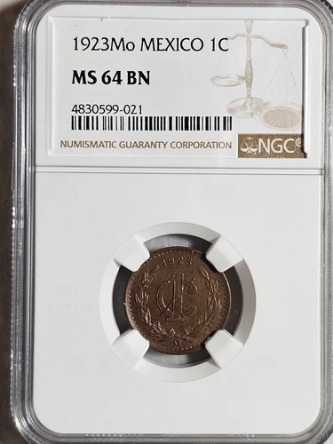 Mexico 1 Centavo 1923 Mo NGC MS 64 BN