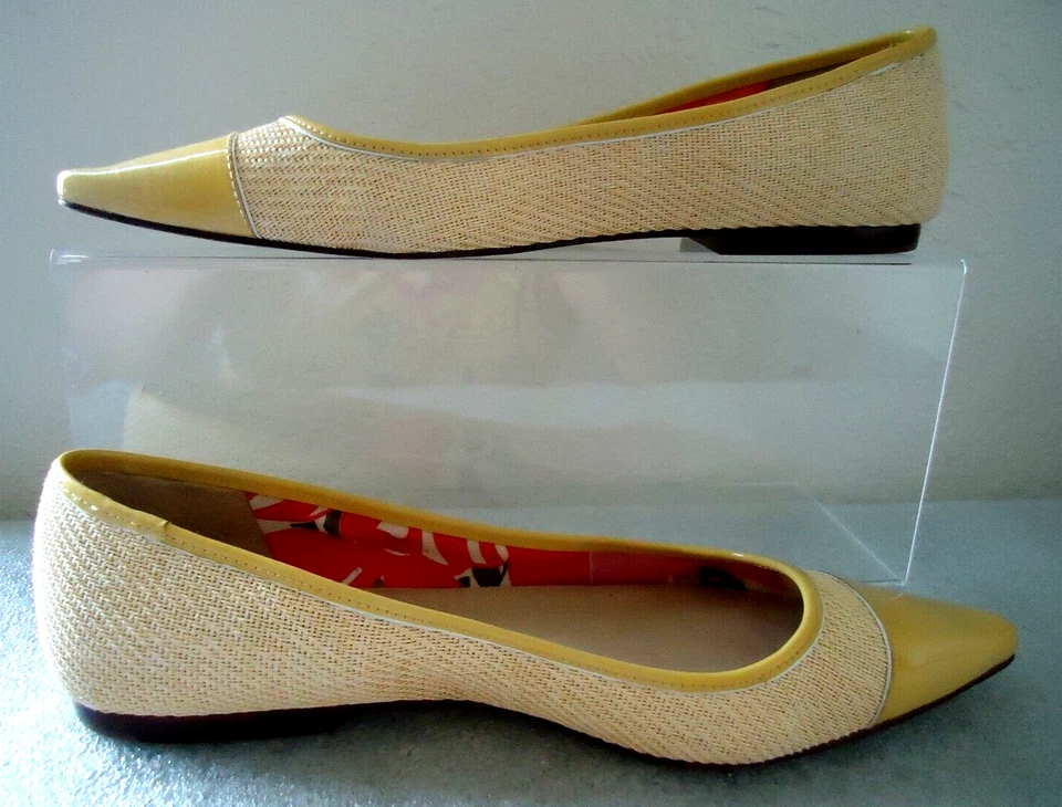 Rare LILLY PULITZER VIA PALM BEACH Nude CAPTOE STRAW PATENT FLATS Sz-10M - Imagem 3 de 4