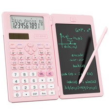 Pink Scientific Calculator 240 Functions 82 MS Foldable 2Line Display Notepad