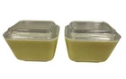 2 Vintage PYREX Yellow 1-1/2 Cups Refrigerator Dish With Lids 501-B