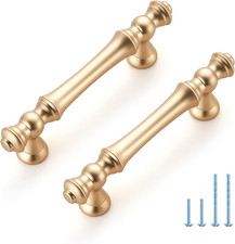10 Pack 3 Inch Brushed Brass Kitchen Cabinet Handles, Zinc Gold Drawer Pulls for