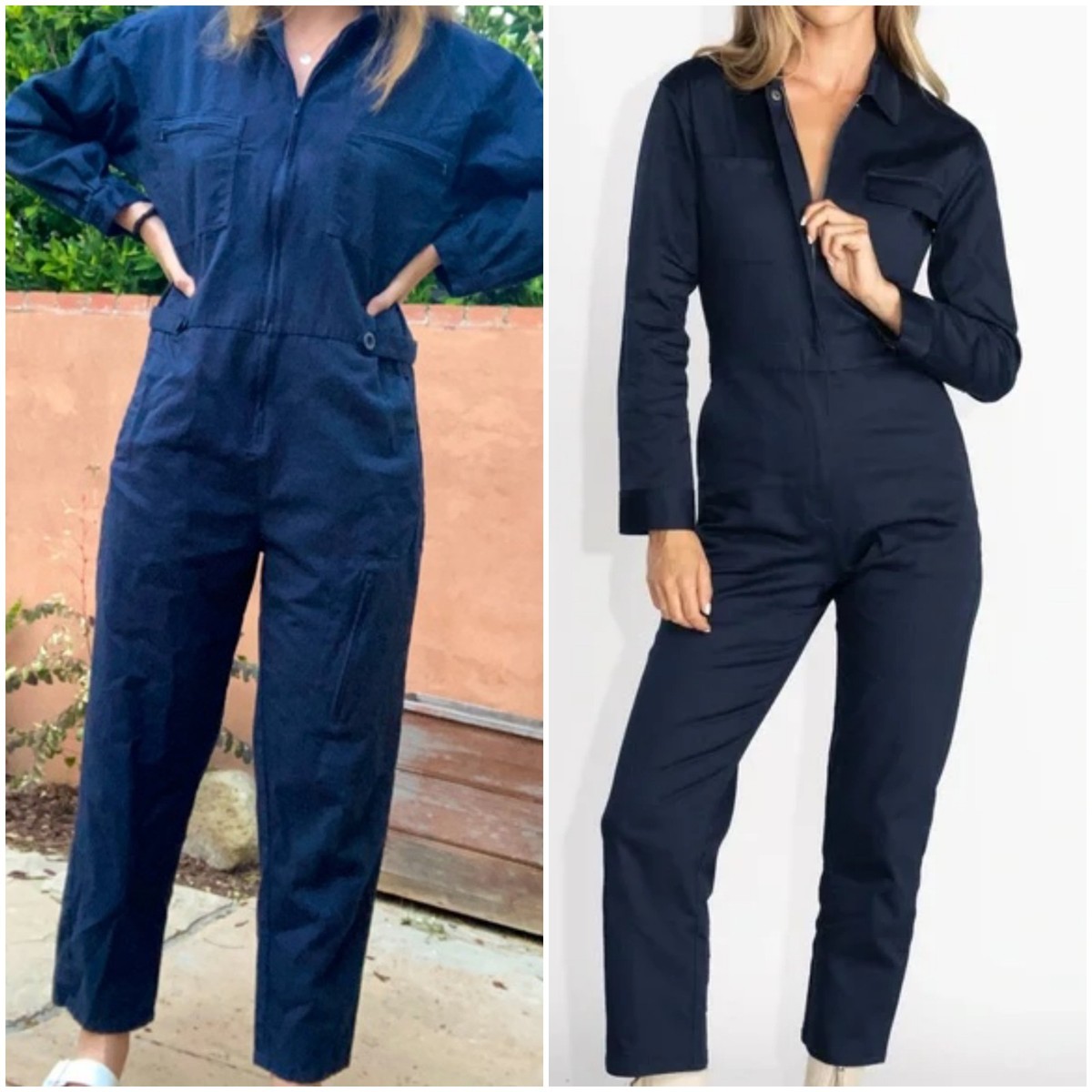 NWT Rivet Utility navy blue jumpsuit size S small long sleeve zip