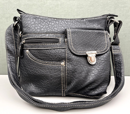Rosetti Triple Play Rudy Mini Crossbody Bag Pebbled Faux Leather Black