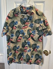 Thrill Seekers Mens Large Hawaiian Short Sleeve Button Up Large Tropical Resort