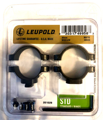 Leupold STD 30mm scope mount rings 49956 medium, matte black